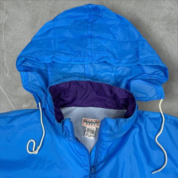 Vintage 80's Reebok Sport Blue, Purple and White Color Block Windbreaker - Large - Picture 4 of 10